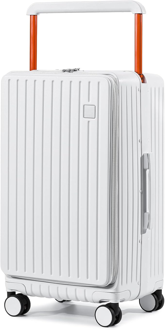 Joyway Hardshell 24 inch luggage with spinner wheels, Lightweight Hardside large checked withTSA Lock (White, Checked Luggage-24 Inch)