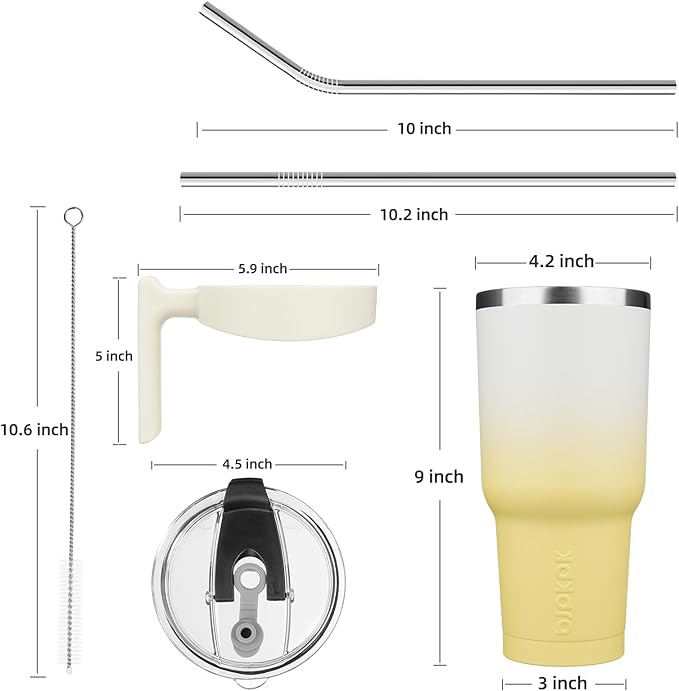 BJPKPK 40oz Tumbler With Handle Insulated Tumbler Cups With Lid And Straw Reusable Stainless Steel Double Wall Travel Mugs,Lemon