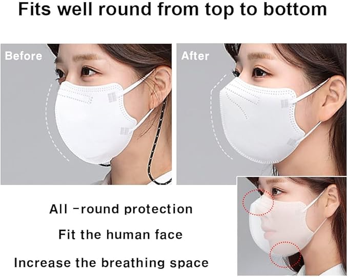 [10 Pcs] Korea Face Mask for Adults – Bird Beak type 2D Protective Health Face Mask for Dust and Smoke – 4-Layer Protective Filter – Ideal Fit for Comfortable Wear - Violet