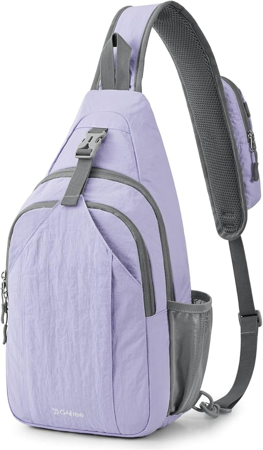 G4Free Sling Bag RFID Blocking Sling Backpack Crossbody Chest Bag Daypack for Hiking Travel (Taro Purple)