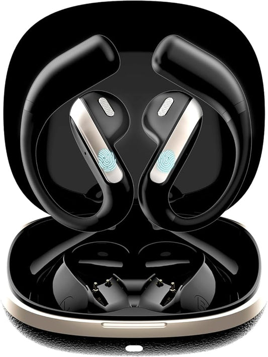 Wireless Earbuds Bluetooth Headphone Sport, 2025 Bluetooth Earbuds Stereo Deep Bass Over Ear Bud with Earhooks, ENC Noise Cancelling Mic,Waterproof Earphone for Workout/Running-Black