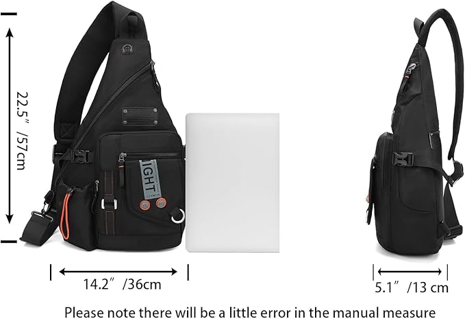 Large Sling Backpack, Sling Chest Bag Shoulder Crossbody Daypacks Fits 14.1-Inch Laptop for Travel Outdoor Men Women