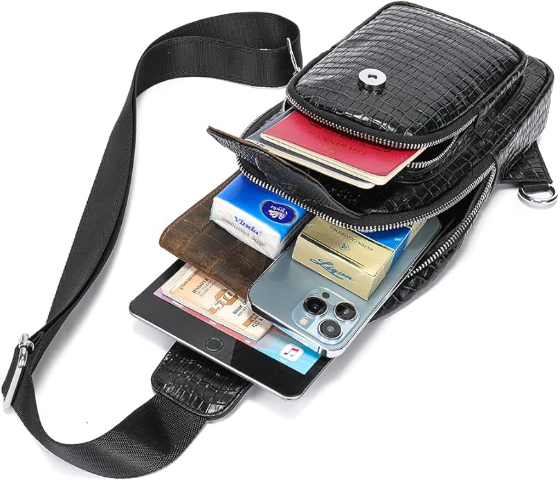 LUKZIJAES Genuine Leather Sling Bag for Men