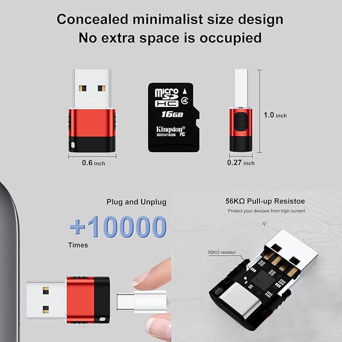 USB to USB C Adapter 6 Pack,USB A to USB C Adapter,USBC Female to USBA Male,Type C Cable Converter for iPhone,MacBook,iPad,AirPods,Charger,Red