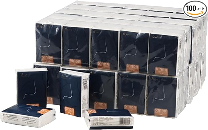 100 Packs Mini Facial Tissue, Travel Size Tissues, 4 Ply Soft Facial Tissues