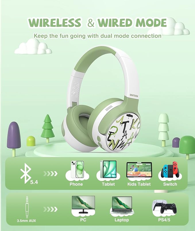 Kids Active Noise Cancelling Headphones - 60H Playtime, 85dB Safe Volume, USB-C Fast Charge, Bluetooth 5.4 - Wireless Headphones for iPad/Airplane/Tablet