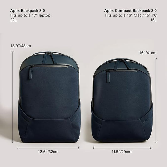 Troubadour Apex 3.0 Compact - 16L Premium Laptop Backpack - Ergonomic & Water Resistant - Designed for Work and Travel - Navy