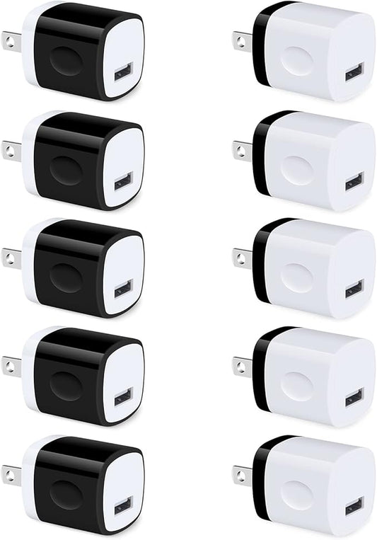 USB Charger Block 10 Pack, UorMe 1A 5V Single Port Power Adapter Charging Phone Cube Box Brick Plug Pack Compatible with iPhone 14 13 12 SE 11 X 8, Galaxy S22 A13 A03S A21 Note20 A71 A51 A31 S10 S9 S8