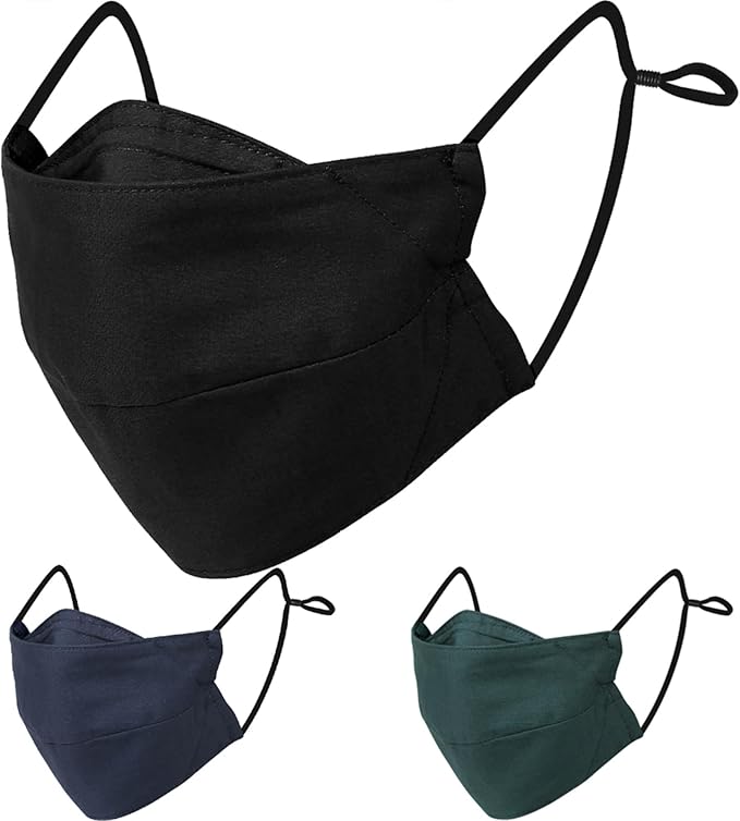 BASE CAMP Reusable Cloth Dust Face Masks 100% Cotton Washable Adjustable Breathable Fabric Mask with Filter Pocket