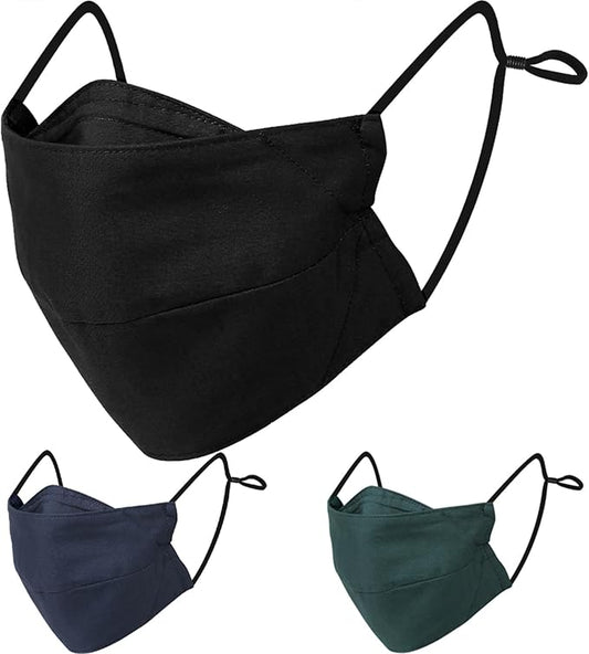 BASE CAMP Reusable Cloth Dust Face Masks 100% Cotton Washable Adjustable Breathable Fabric Mask with Filter Pocket