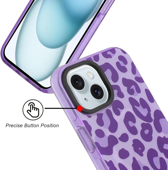 SAKUULO Magnetic for iPhone 15 Case Dark Purple Leopard Print Pattern [Compatible with MagSafe] Wireless Charge Strengthen Protection Cover, Purple Leopard (6.1")