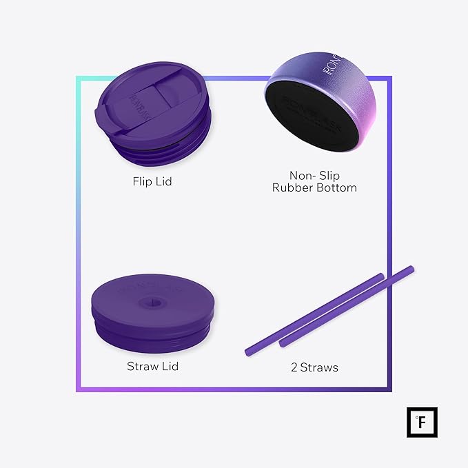 IRON °FLASK Co-Pilot Insulated Mug w/Straw & Flip Cap Lids - Cup Holder Bottle for Hot, Cold Drink - Leak-Proof - Water, Coffee Portable Travel Mug - Rose Gold, 40 Oz