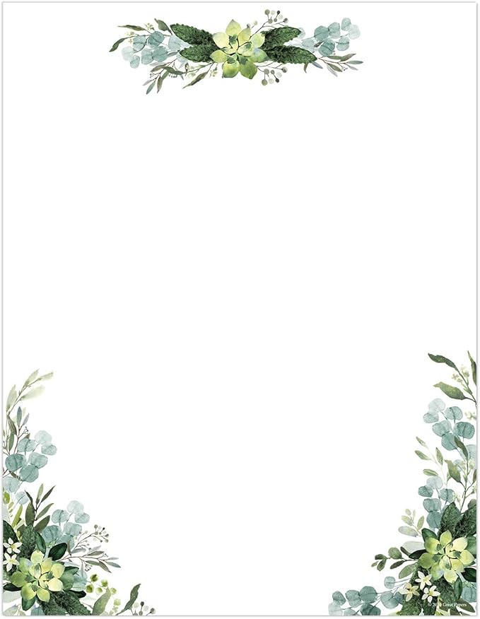 Great Papers! Lush Greenery Letterhead / 80 Floral Sheets 8.5" x 11" Beautiful Watercolor Botanical All Occasion Letter Paper