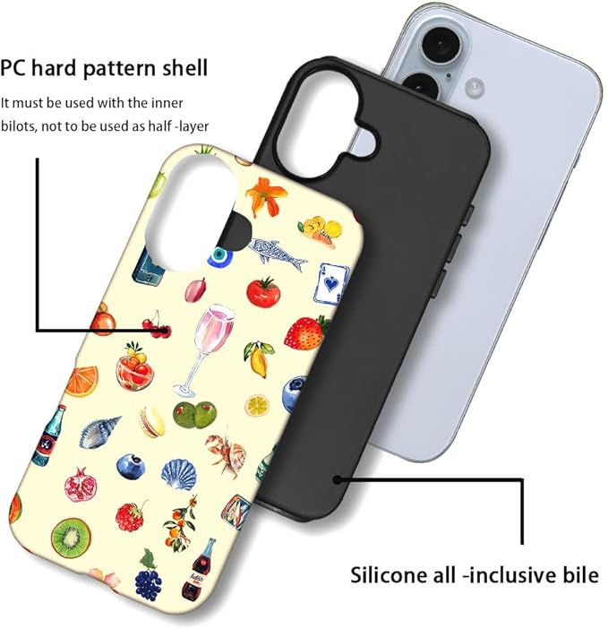 DAIZAG Case Compatible with iPhone 16,Fit Shockproof Cover for Women Girls,Fruit Flower Seashell Aesthetic