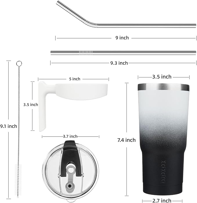 BJPKPK 20 oz Stainless Steel Insulated Tumbler Cups With Handle And Straw And Lid,Day & Night