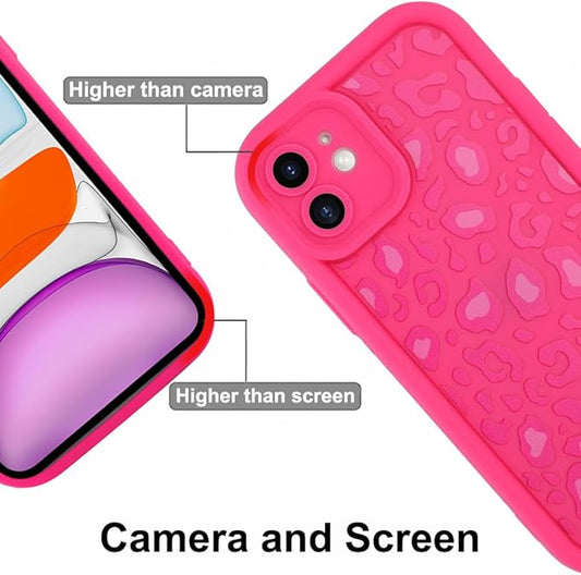 KANGHAR Case for iPhone 11 Leopard Printed Pattern Cute Cheetah Phone Case Soft TPU Shockproof Protective Cover for iPhone 11 6.1 Inch Hot Pink