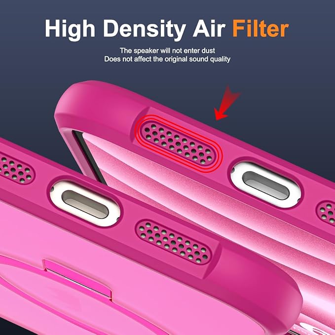 Compatible with iPhone 16 Plus Case with Invisible Magnetic O-Ring Stand Military-Grade Translucent Case for iPhone 16 Plus 6.7" [Compatible with Mag-Safe][Great Grip Feeling], Rose