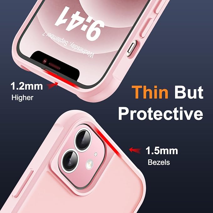 Compatible with iPhone 12 Case & iPhone 12 Pro Case with Invisible Magnetic O-Ring Stand Translucent Phone Cases 6.1" [Compatible with Mag-Safe][Great Grip Feeling], Pink
