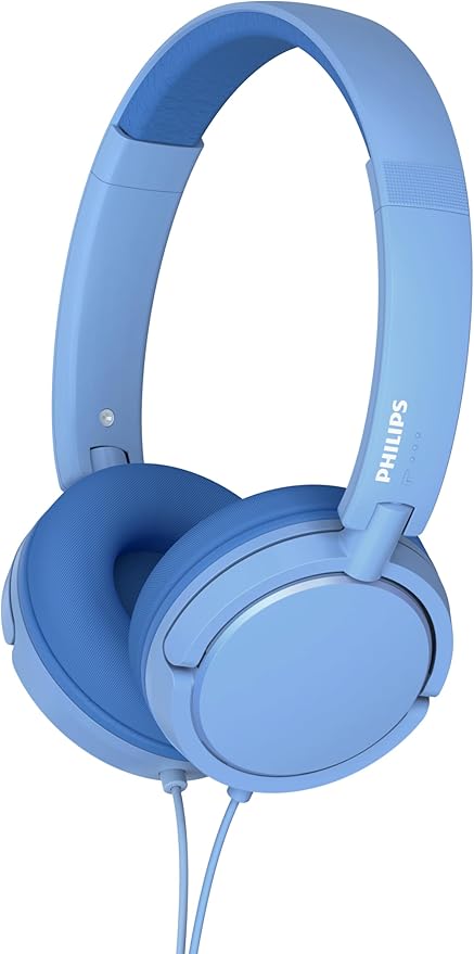 Philips K2019 Wired Headphones for School, Kids Headphones with Cord, Durable and Foldable, Safe Volume Limited, Ultra Lightweight, Built-in Microphone, On-Ear Girls Boys Toddler Headphone, Blue