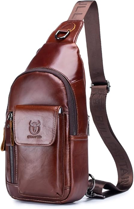 KPYWZER Vintage Leather Sling Bag Backpack for Men Crossbody Shoulder Chest Day Pack Backpacks