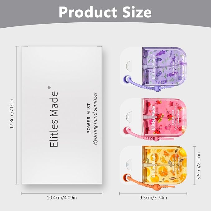 Hand Sanitizer Spray, 3Pack Spray Hand Sanitizer Travel Size With Cute Keychain, Scented Pocket Power Mist Hydrating Women Teen Girl Gifts, 1.35FL.OZ (Watermelon,Citrus,Lavender