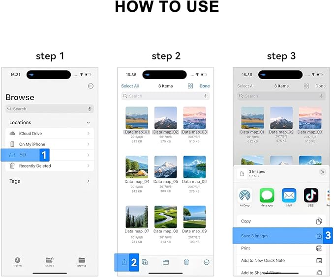 USB C SD Card Reader for iPhone 16 15/iPad/MacBook/Camera, Dual Card Slot Supports SD and MicroSD Card Memory Card Adapter, Trail Camera Viewer Plug and Play