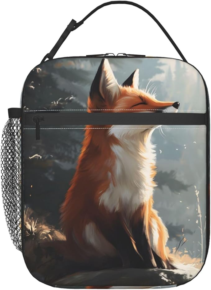 Fox Lunch Box Insulated Lunch Bag for kids Girls Boys Women,Reusable Lunch Box Containers for Women Men,Durable Cooler Tote Bag Lunchbox for Office/School/Picnic