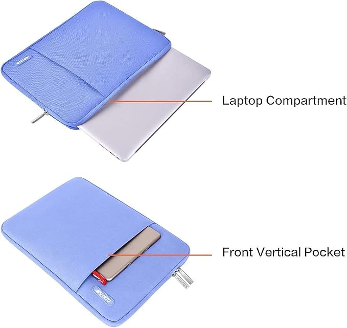 MOSISO Laptop Case 13.3 inch, 13-13.3 inch Laptop Sleeve Compatible with MacBook Air/Pro 13 / Pro 14, HP Dell ASUS Lenovo Notebook, Polyester Vertical Computer Sleeve Bag with Pocket, Slate Blue