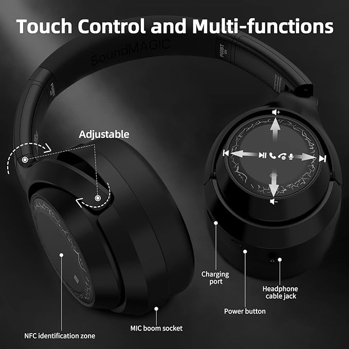 SoundMAGIC P60BT GM Performance Wireless Gaming Headset - Surround Sound 2.4GHz USB/Bluetooth Headphones 50 Hours Lasting Lower Latency Compatibility for PC Mobile PS4 PS5 Xbox Consoles