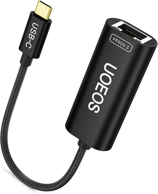 USB C to Ethernet Adapter, 2.5Gbps USB C to RJ45 Ethernet Converter, Thunderbolt 4/3 Compatible, 2.5G Ethernet Adapter for MacBook, iPhone 15/16 Pro Max, XPS, Surface, iPad Pro - Black