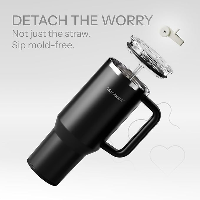 Easy Clean Pro Tumbler - 40 oz Water Bottle with Handle Quick-Disassemble Flip Straw, Leakproof Insulated Stainless Steel, Dishwasher Safe, BPA-Free Gifts for Women & Men