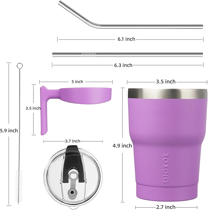 BJPKPK 10 oz Tumbler With Handle Insulated Tumbler With Lid And Straw Stainless Steel Travel Mug Coffee Cups,Lavender