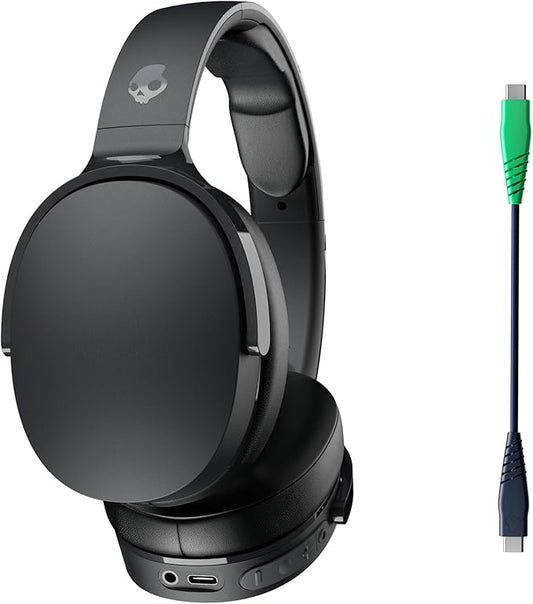 Skullcandy Hesh Evo Wireless Over-Ear Bluetooth Headphones with Charging Cable, Noise Isolating, Up to 36 Hours Battery, Foldable Lightweight Design, Microphone for iPhone Android - True Black