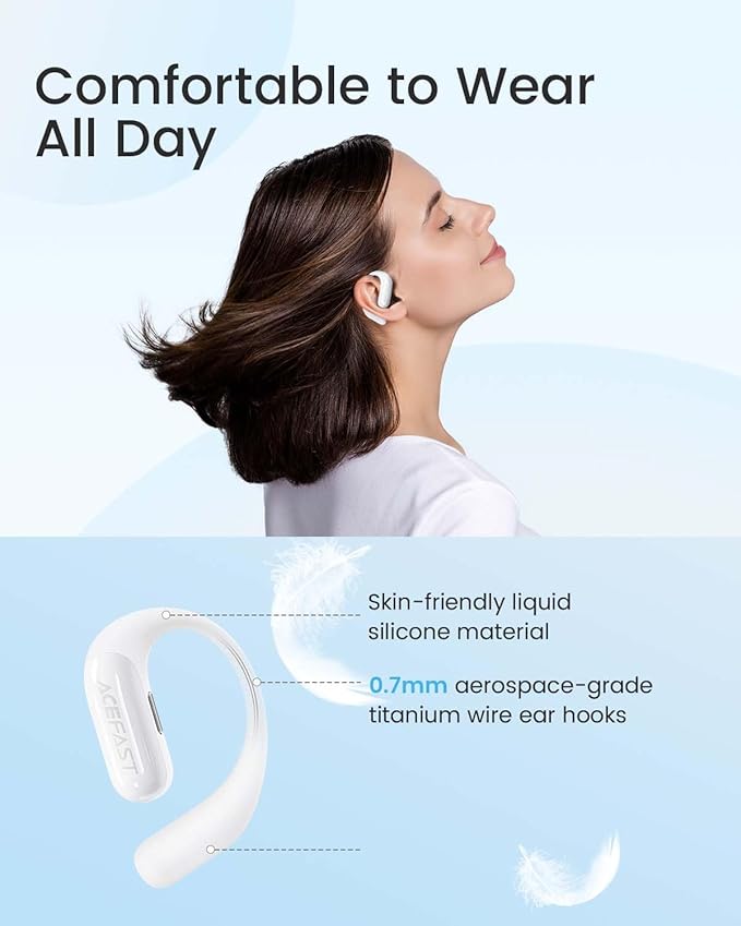 Acefast AceFit Air Open Ear Headphones, Wireless Earbuds with Rich Bass, Bluetooth 5.4 Sports Headphones with Charging Case, 32H Playtime Earbuds IP54 Waterproof for Running, Cycling, Walking, Workout