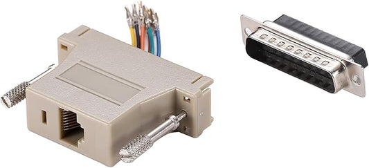 10PCS DB25 Male Female Ethernet Adapter, 25 Pin Serial Port Male Female to RJ45 Ethernet LAN Extend Modular Converter (5PCS Male + 5PCS Female)