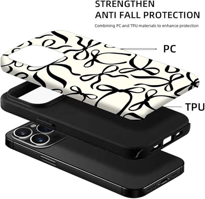 Generic Case Compatible with iPhone 15 Pro,Ribbons Bow Phone Case for Girl Women,Durable Protection Case