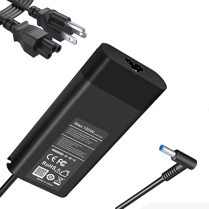 150W Slim Smart AC Adapter for HP Zbook 15 16 17 15u 15v G3 G4 G5 G6 G7 G8 G9 Studio G4 G5 G7 G8 G9 Victus 15 OMEN by 15 17 Pavilion Gaming 15 17 TPN-CA11 TPN-DA09 Spectre Laptop Charger Power Supply