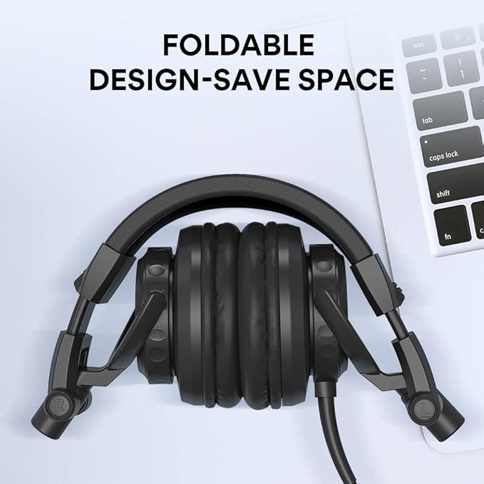 MAONO 50MM Drivers Pro Studio Monitor Headphones, MH501 Over Ear Closed Back Non-Detachable Wired Headset with 3.5mm/6.35mm Jack for Guitar Amp Recording DJ Mixing Piano Music Production Podcast