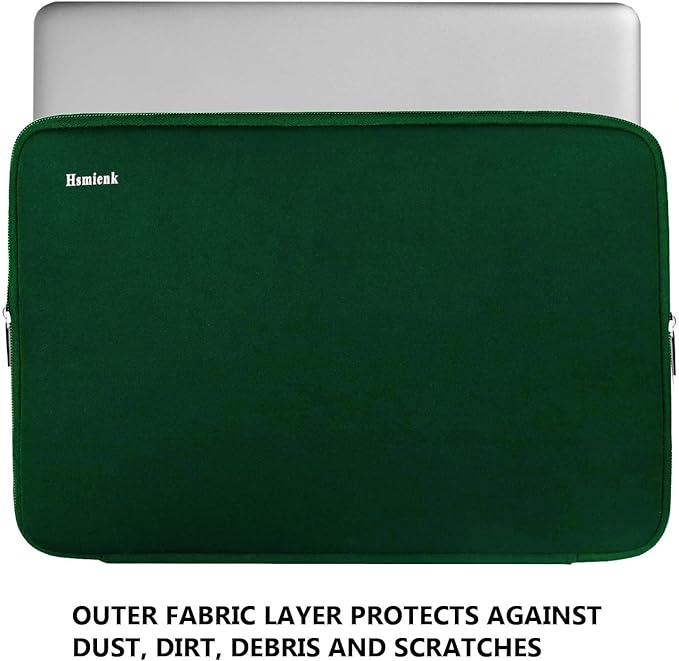 Laptop Sleeve 14 inch, Upgrade Durable Shockproof Protective Computer Cover Flip Case Briefcase Carrying Bag Compatible with 14" HP, Lenovo, Asus, Acer, Notebook, Chromebook Computer, Green