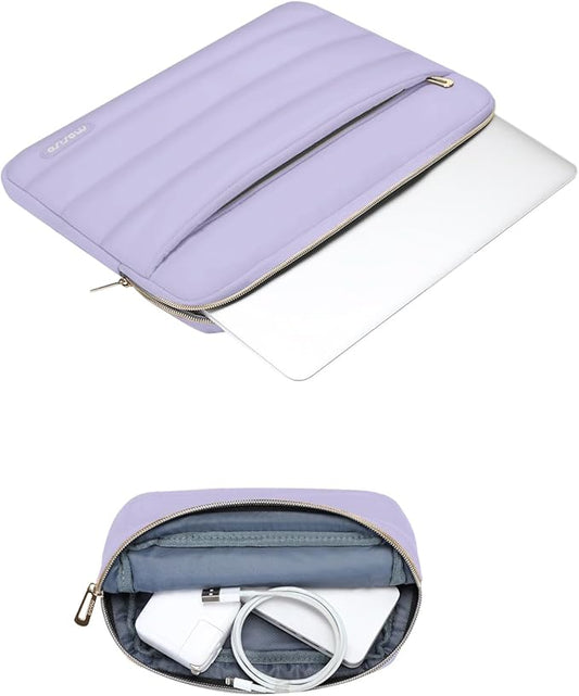 MOSISO 13.3 inch Laptop Case, 13-13.3 inch Puffy Laptop Sleeve Compatible with MacBook Air 13 13.6 M4 M3 M2 M1/Pro 13/Pro 14, HP Dell ASUS Lenovo,Polyester Horizontal Bag with Small Case, Purple