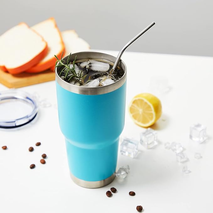 MEWAY 30oz Insulated Tumbler With Lids and Straws,Stainless Steel Double Vacuum Coffee Tumbler Cup, Brush, Durable Powder Coated Coffee Cup for Cold & Hot Drinks, Office, Travel(mixture,4 PACK)