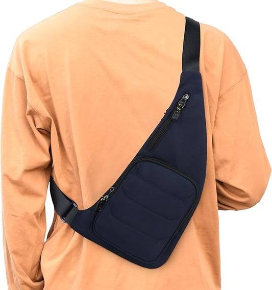 Peicees Waterproof Sling Bag Crossbody Bag For Men Slim Chest Backpack Man Purse Small Shoulder Bag For Travel Hiking