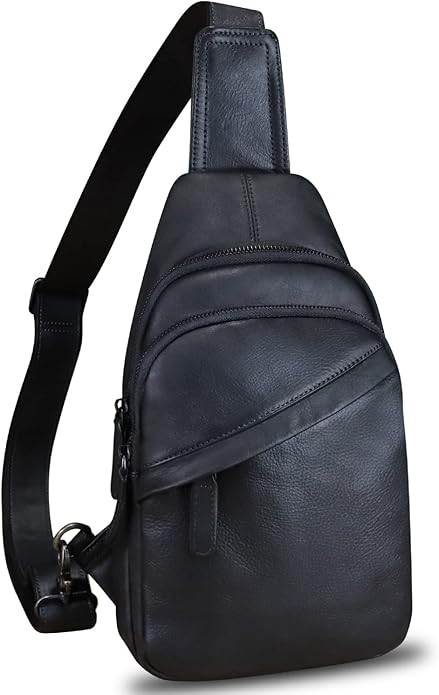 Genuine Leather Silng Bag for Men and Women Vintage Leather Sling Backpack Fashion Shoulder Crossbody Bag Chest Purse