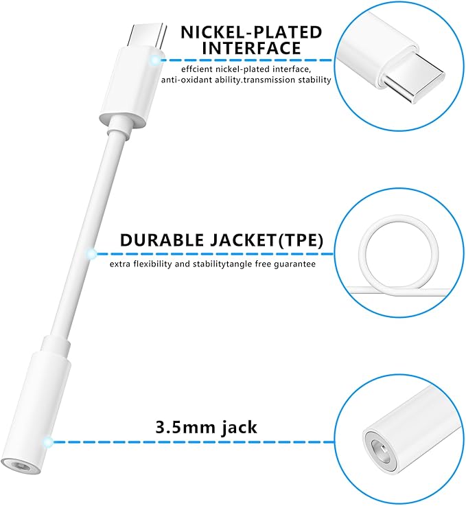 [MFi Certified] 2 Pack Headphone Adapter for iPhone 16 15,USB Type C to 3.5mm Female Headphone Jack Adapter Aux Audio Dongle Compatible with iPhone 16/16 Plus/16 Pro/16 Pro Max/15/15 Pro/15 Pro Max
