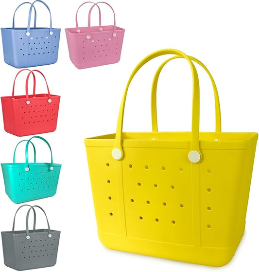 Extra Large Rubber Tote Bag Beach Bag, Washable Durable Open Beach Tote Bag, Travel Totes Bag for Pool Boat Sports