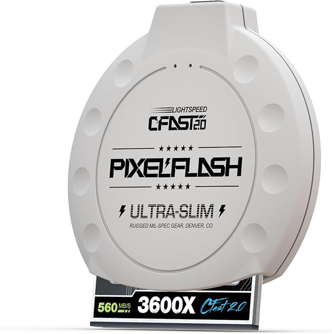 PixelFlash CFast 2.0 Card Reader USB C (White) - Memory Card Adapter with Cabled Type-C USB 3.1 Gen 2, Up to 10Gbps File Transfer, Ultra-Slim & Anti-Slip Rubber Shell, Compatible with Most Brands & OS