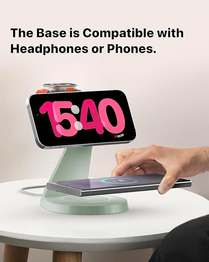 3 in 1 Charging Station for Apple Devices,Mag-Safe Charger Stand Fast Charging,Wireless Charger for iPhone 16/15/14/13/12 Series,& AirPods,& iWatch(USB-C Charger Included)
