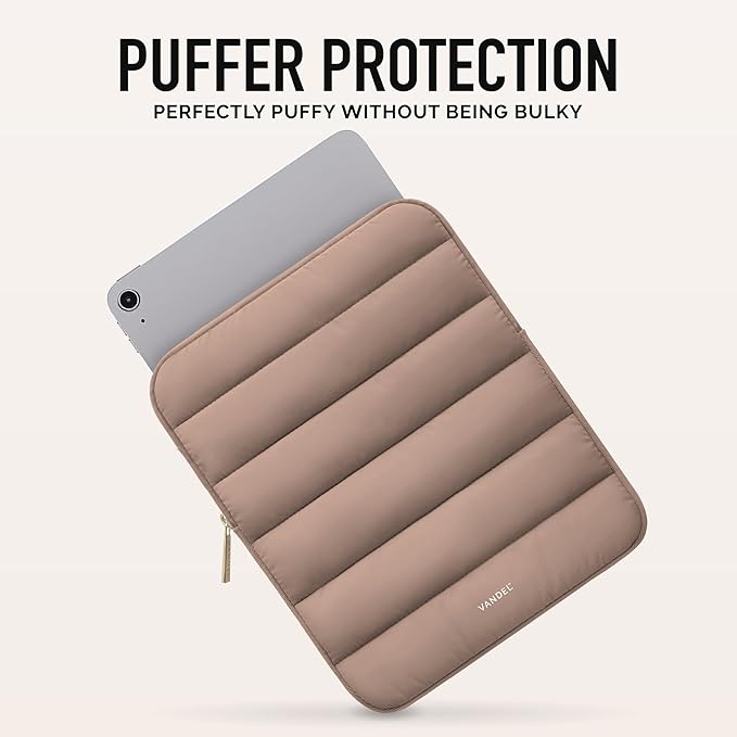 Vandel - The Original Puffy iPad Sleeve 9-11 Inch Tablet Sleeve, Brown i Pad Case for Women and Men, Cute iPad Air Pouch, 9 10 Inch, 11 Inch Bag