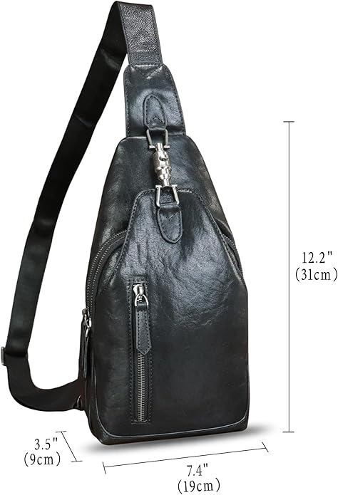 Genuine Leather Sling Bag for Women and Men Vintage Handmade Leather Sling Backpack Fashion Crossbody Bag Chest Purse