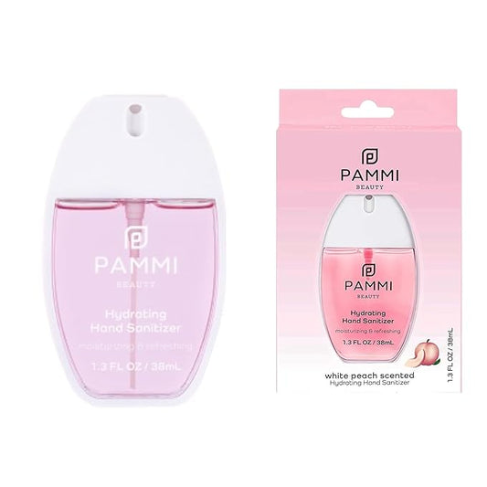 PAMMI Hand Sanitizer Spray Travel Size - Mini Scented Hand Sanitizer Spray Quicky Dry, Pocket Scented Hand Saniztier - 600-Sprays (2 Packs (Young Rose and White Peach))